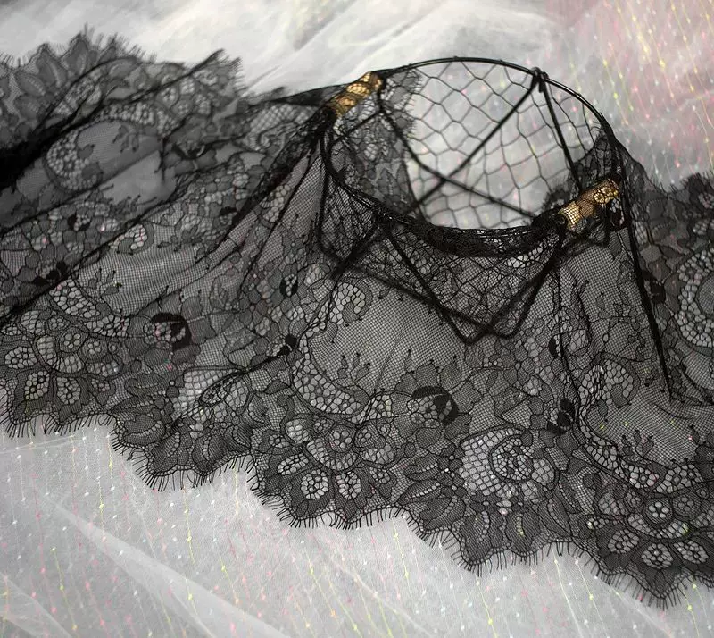 3Meters/lot 35cm width Eyelash Lace Trim Fabric Flower DIY Crafts Wedding Dress Clothing Lngeire lace material