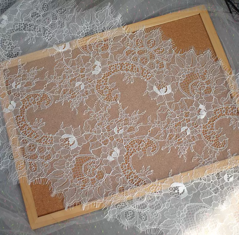 3Meters/lot 35cm width Eyelash Lace Trim Fabric Flower DIY Crafts Wedding Dress Clothing Lngeire lace material