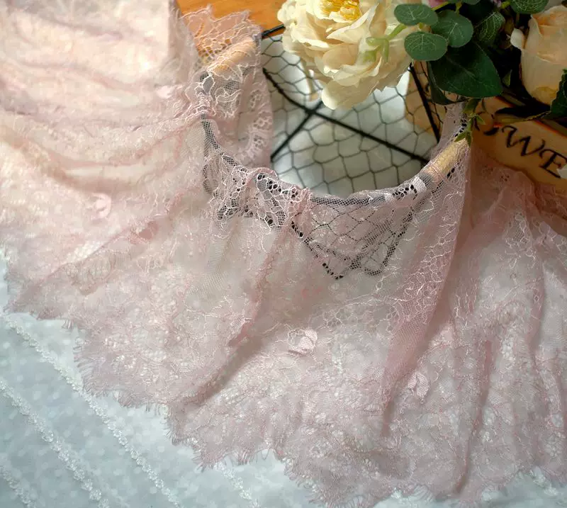 3Meters/lot 35cm width Eyelash Lace Trim Fabric Flower DIY Crafts Wedding Dress Clothing Lngeire lace material