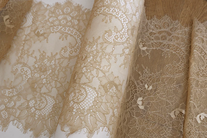 3Meters/lot 35cm width Eyelash Lace Trim Fabric Flower DIY Crafts Wedding Dress Clothing Lngeire lace material