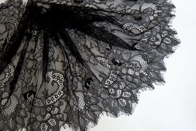 3Meters/lot 35cm width Eyelash Lace Trim Fabric Flower DIY Crafts Wedding Dress Clothing Lngeire lace material