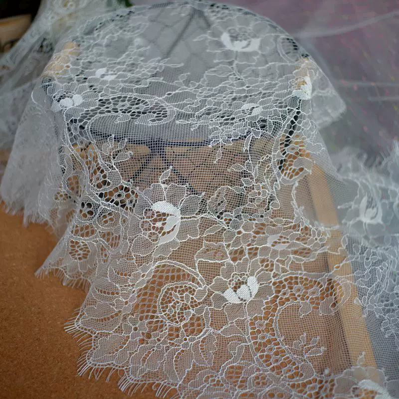 3Meters/lot 35cm width Eyelash Lace Trim Fabric Flower DIY Crafts Wedding Dress Clothing Lngeire lace material