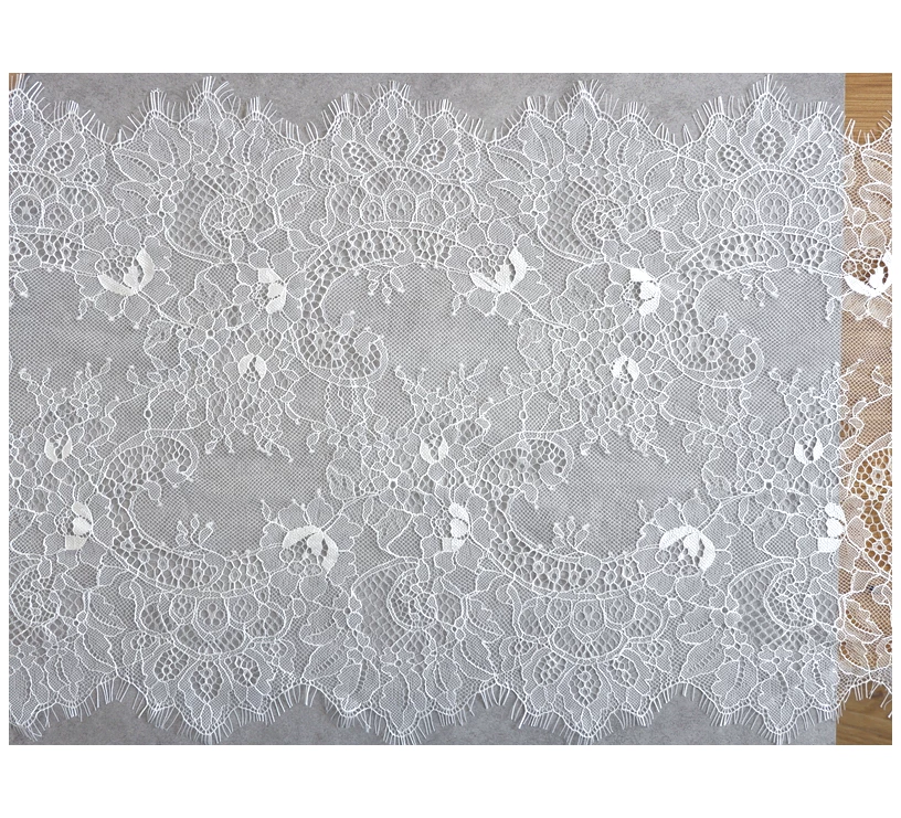 3Meters/lot 35cm width Eyelash Lace Trim Fabric Flower DIY Crafts Wedding Dress Clothing Lngeire lace material