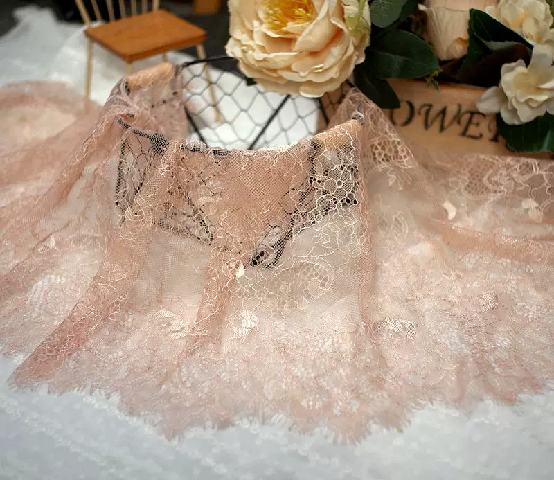 3Meters/lot 35cm width Eyelash Lace Trim Fabric Flower DIY Crafts Wedding Dress Clothing Lngeire lace material