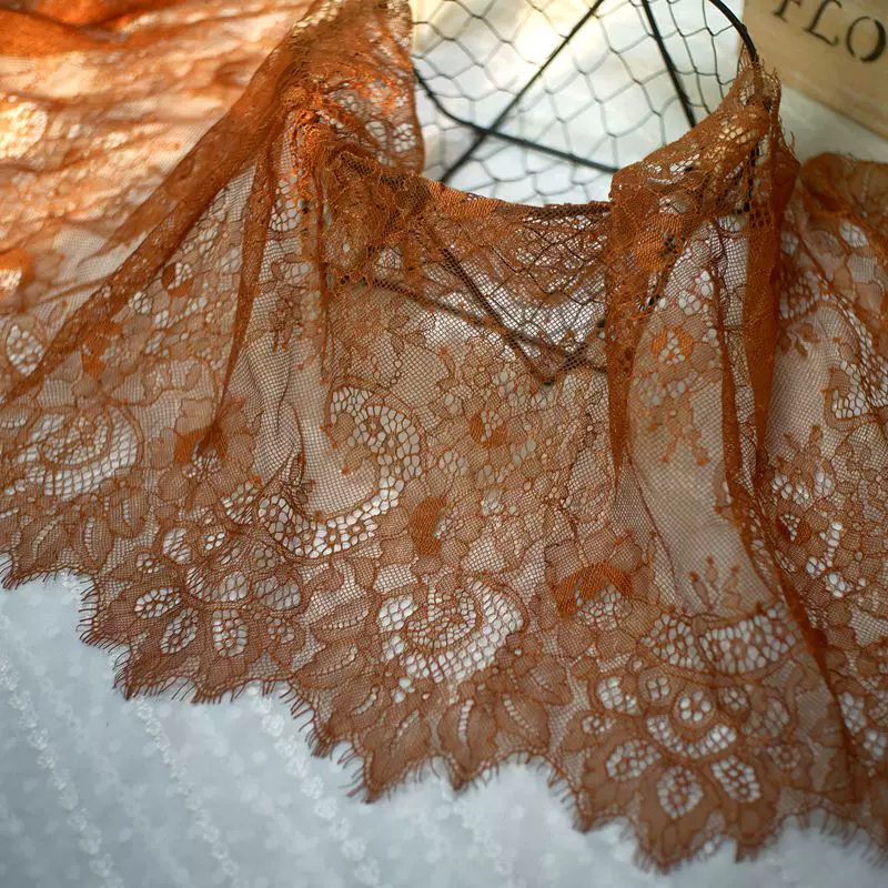 3Meters/lot 35cm width Eyelash Lace Trim Fabric Flower DIY Crafts Wedding Dress Clothing Lngeire lace material