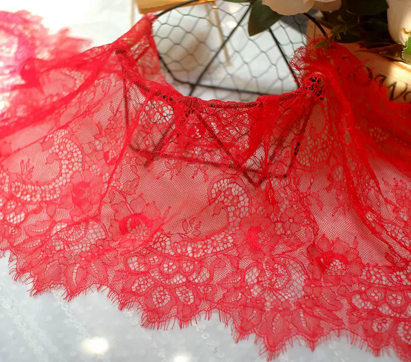 3Meters/lot 35cm width Eyelash Lace Trim Fabric Flower DIY Crafts Wedding Dress Clothing Lngeire lace material