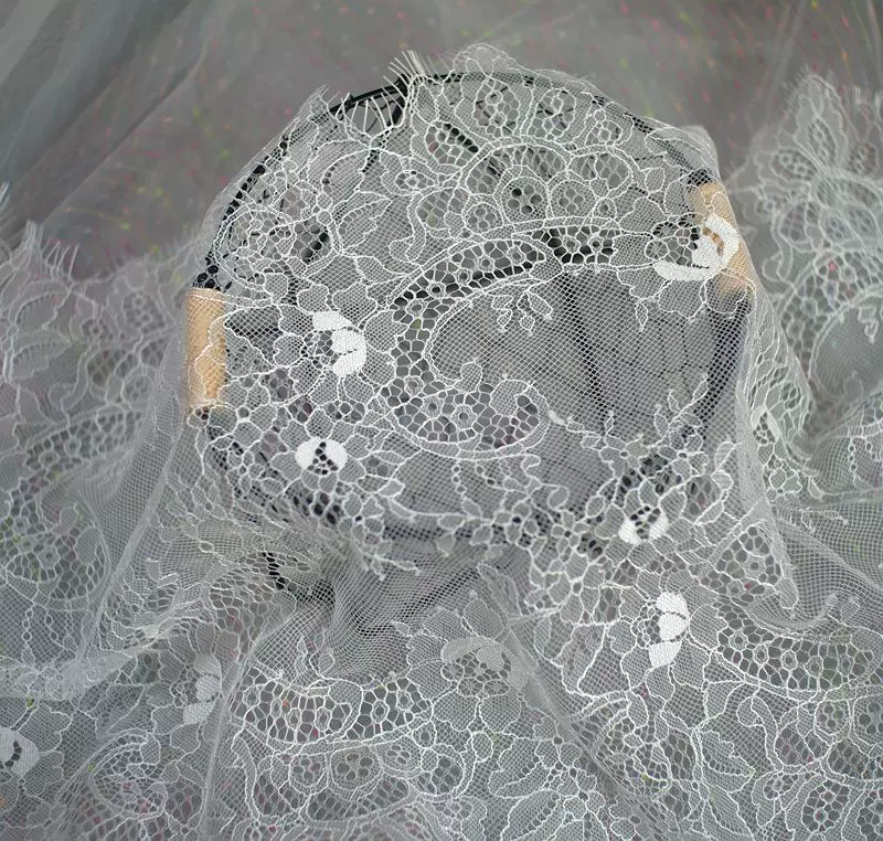 3Meters/lot 35cm width Eyelash Lace Trim Fabric Flower DIY Crafts Wedding Dress Clothing Lngeire lace material