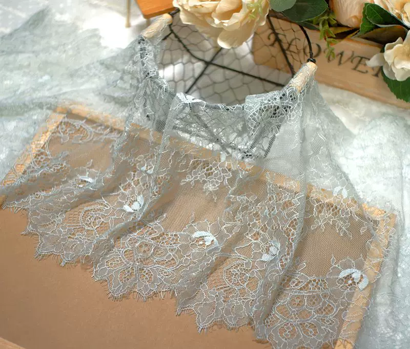 3Meters/lot 35cm width Eyelash Lace Trim Fabric Flower DIY Crafts Wedding Dress Clothing Lngeire lace material