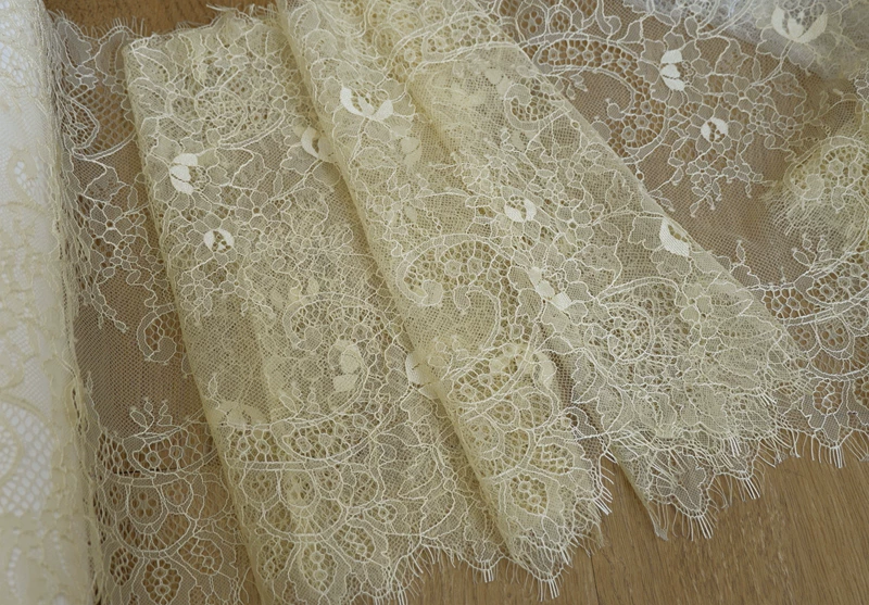 3Meters/lot 35cm width Eyelash Lace Trim Fabric Flower DIY Crafts Wedding Dress Clothing Lngeire lace material