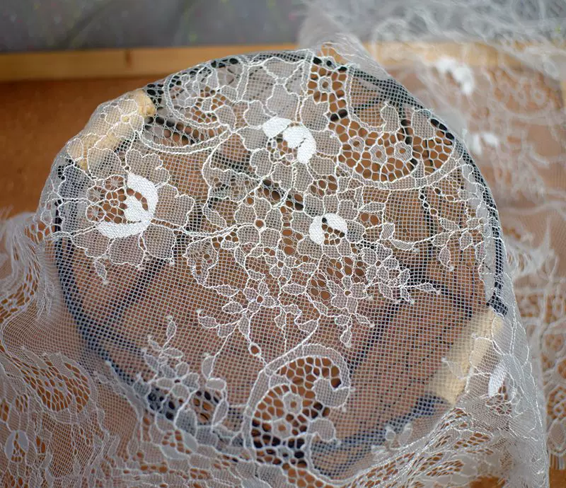 3Meters/lot 35cm width Eyelash Lace Trim Fabric Flower DIY Crafts Wedding Dress Clothing Lngeire lace material