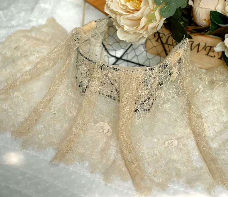 3Meters/lot 35cm width Eyelash Lace Trim Fabric Flower DIY Crafts Wedding Dress Clothing Lngeire lace material