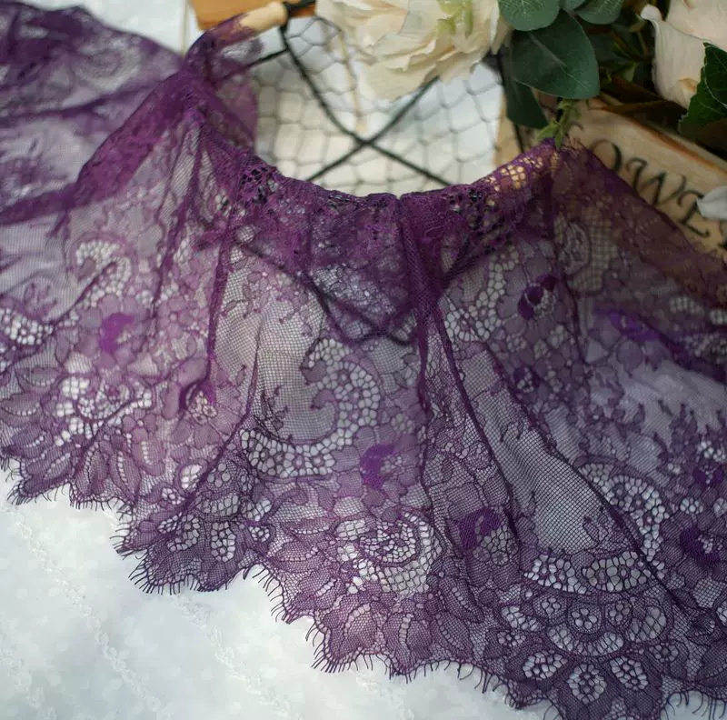 3Meters/lot 35cm width Eyelash Lace Trim Fabric Flower DIY Crafts Wedding Dress Clothing Lngeire lace material