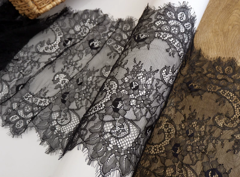 3Meters/lot 35cm width Eyelash Lace Trim Fabric Flower DIY Crafts Wedding Dress Clothing Lngeire lace material