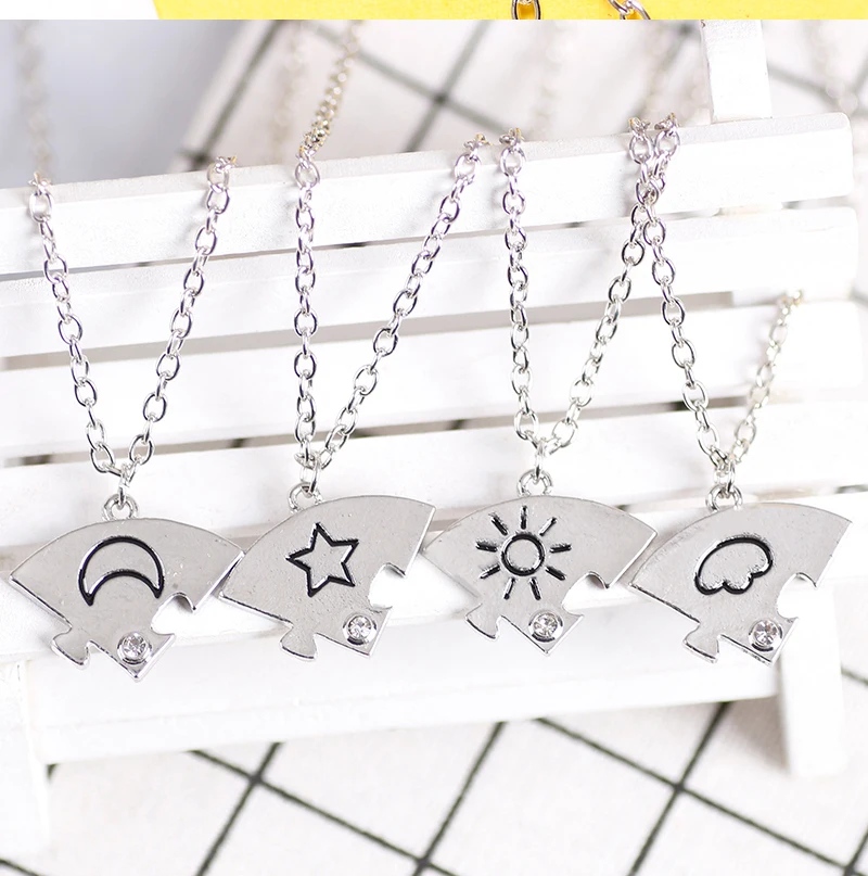 3pcs Best Friend Zircon Sun Star Moon Pendant Necklace Friendship Choker Chain 2025 Fashion Jewelry Accessories Gift