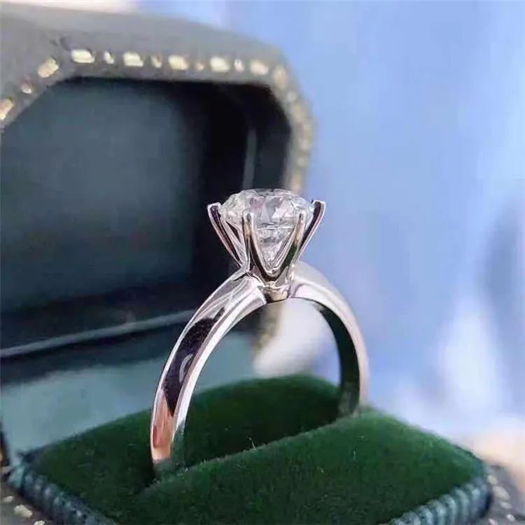 CC Wedding Rings For Women 1.25ct 6 Claws Cubic Zirconia Bridal Engagement Propose Ring Ladies Trendy Jewelry Accessories CC633