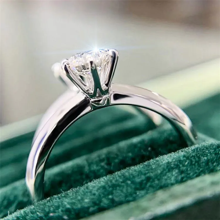 CC Wedding Rings For Women 1.25ct 6 Claws Cubic Zirconia Bridal Engagement Propose Ring Ladies Trendy Jewelry Accessories CC633