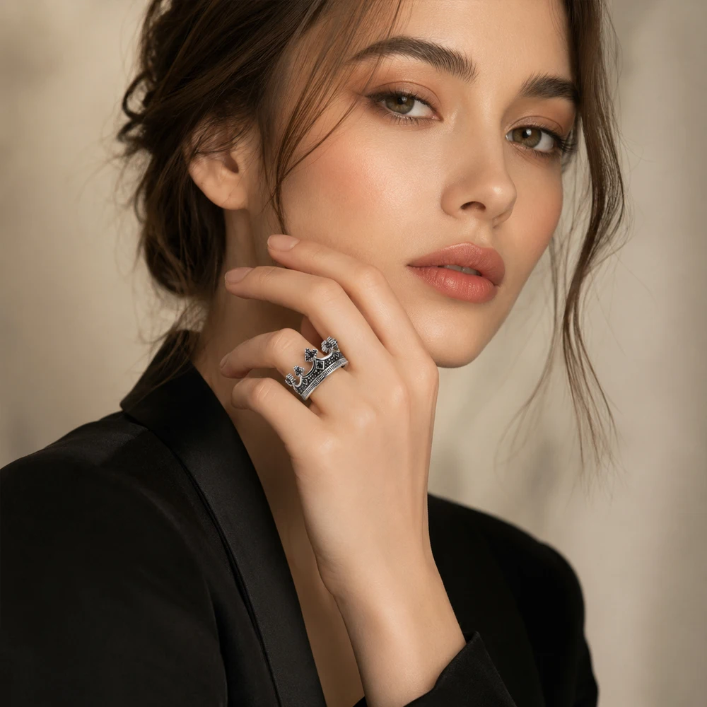 Royal Ring Crown Europe Style Victorian Fine Jewelry For Women Men Summer Brand New Vintage Kings Pure 925 Sterling Silver Gift