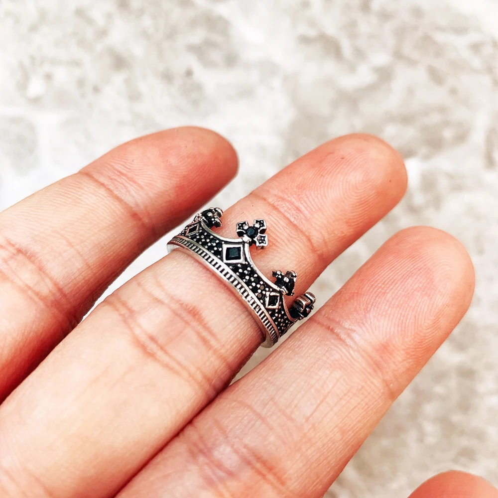 Royal Ring Crown Europe Style Victorian Fine Jewelry For Women Men Summer Brand New Vintage Kings Pure 925 Sterling Silver Gift