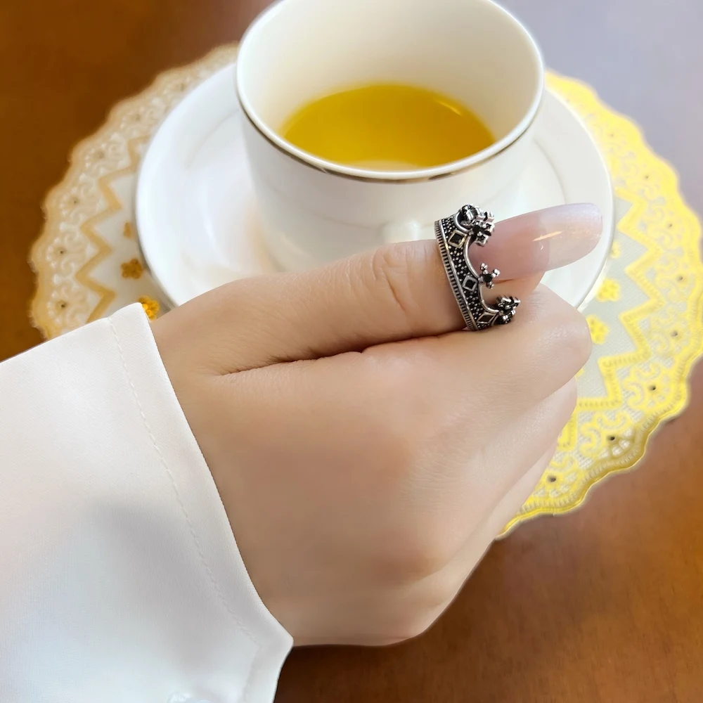 Royal Ring Crown Europe Style Victorian Fine Jewelry For Women Men Summer Brand New Vintage Kings Pure 925 Sterling Silver Gift