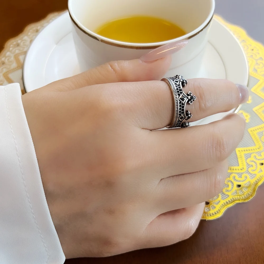Royal Ring Crown Europe Style Victorian Fine Jewelry For Women Men Summer Brand New Vintage Kings Pure 925 Sterling Silver Gift