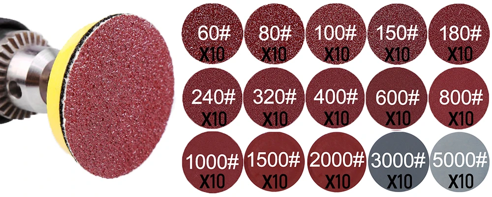3 Inch 75mm Sandpaper Sanding Disc For Metal Auto Wood Car Wheel Restoration Sanding Polishing Kit P800 P1200 P2000 P5000