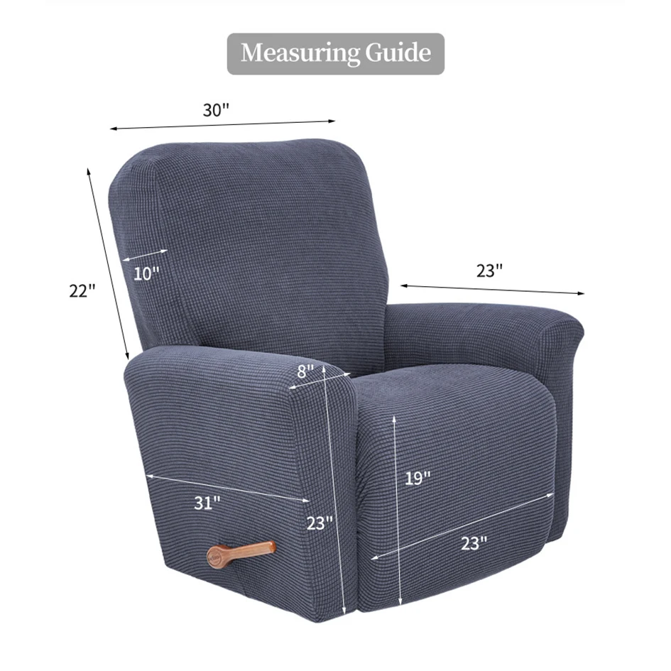 Battilo Waterproof Recliner Chair Cover Elastic Plush Lazy Sofa Cover Massage Chair Covers with Pocket Stretch Plaid Slipcover