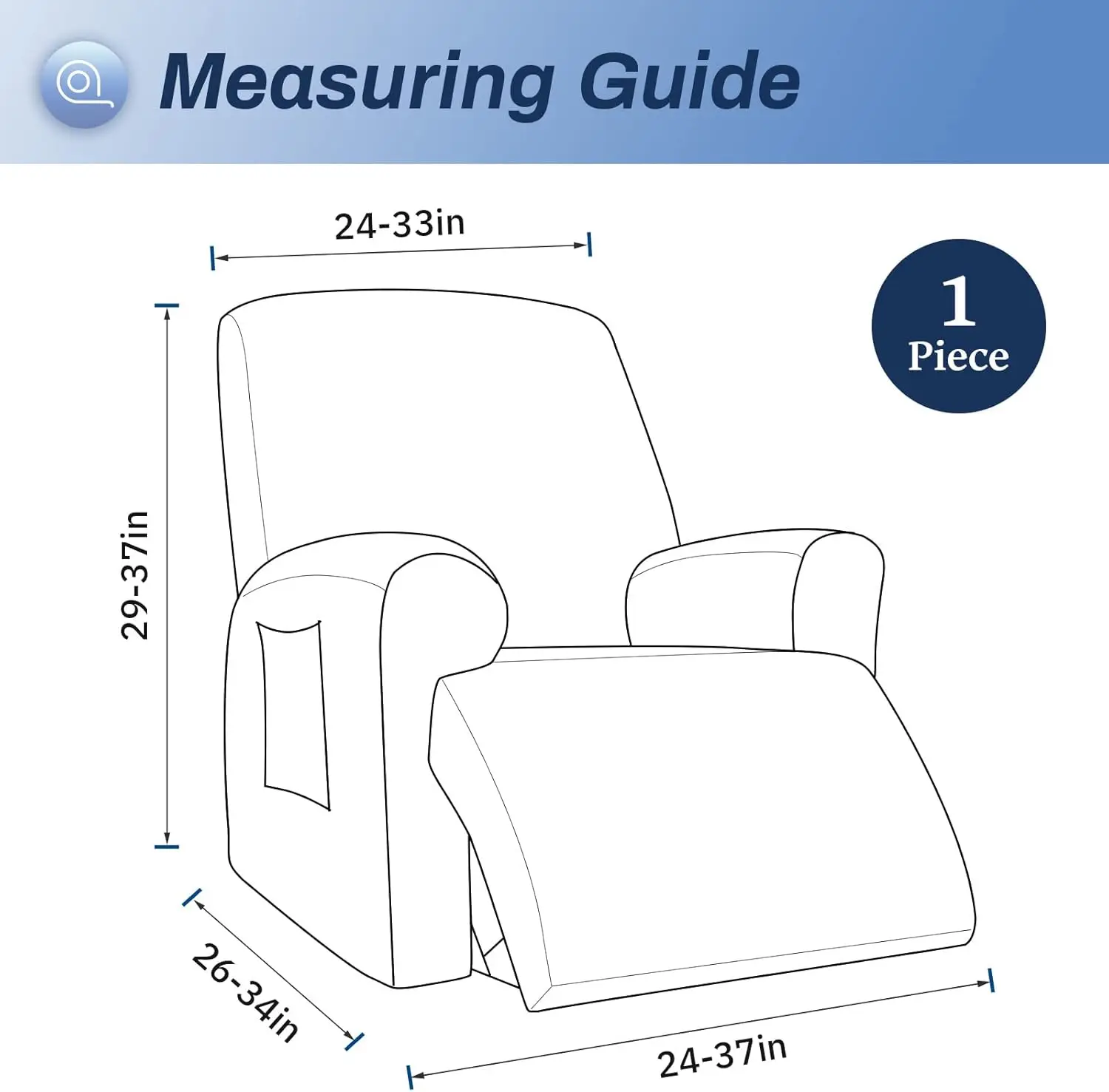 Battilo Waterproof Recliner Chair Cover Elastic Plush Lazy Sofa Cover Massage Chair Covers with Pocket Stretch Plaid Slipcover