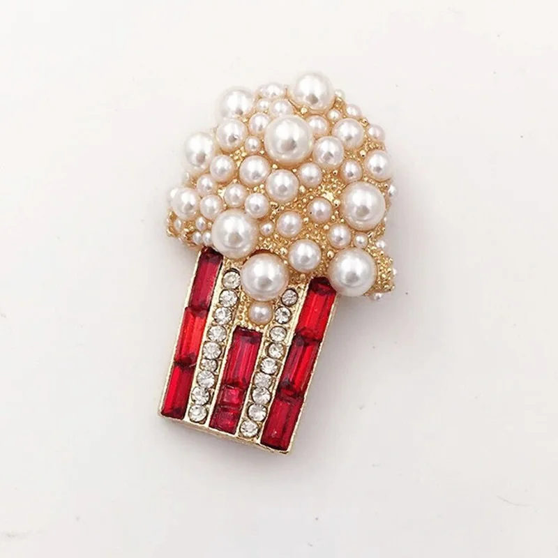 Wuli&baby Pearl Popcorn Brooches For Women Rhinestone Party Casual Office Brooch Pins Gifts