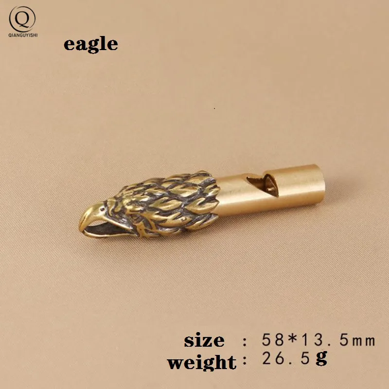 Pure Brass Outdoor Skull Whistle Keyring Hanging Jewelry Copper Training High Pitch Whistles Pendants Gifts Key Chain Ring DIY