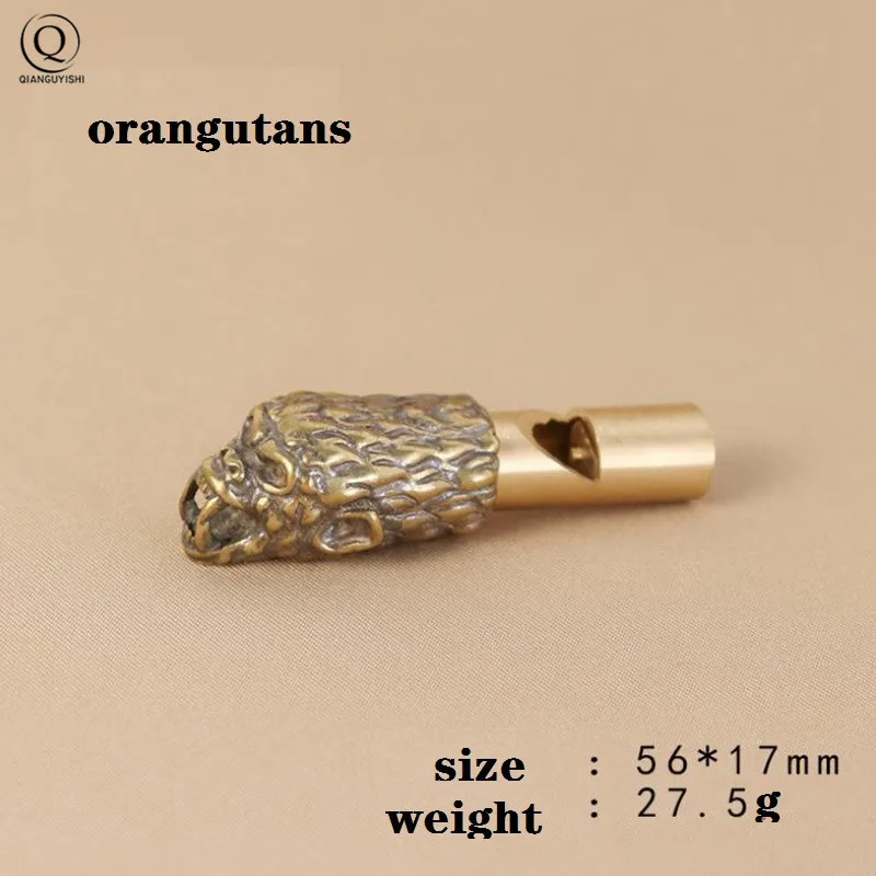 Pure Brass Outdoor Skull Whistle Keyring Hanging Jewelry Copper Training High Pitch Whistles Pendants Gifts Key Chain Ring DIY