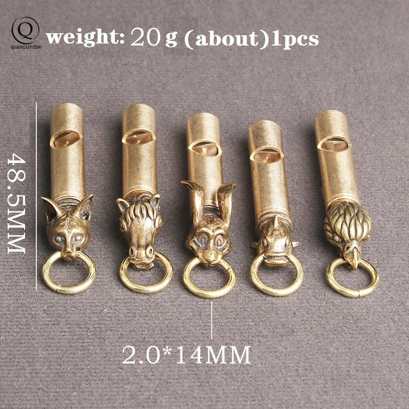 Pure Brass Outdoor Skull Whistle Keyring Hanging Jewelry Copper Training High Pitch Whistles Pendants Gifts Key Chain Ring DIY