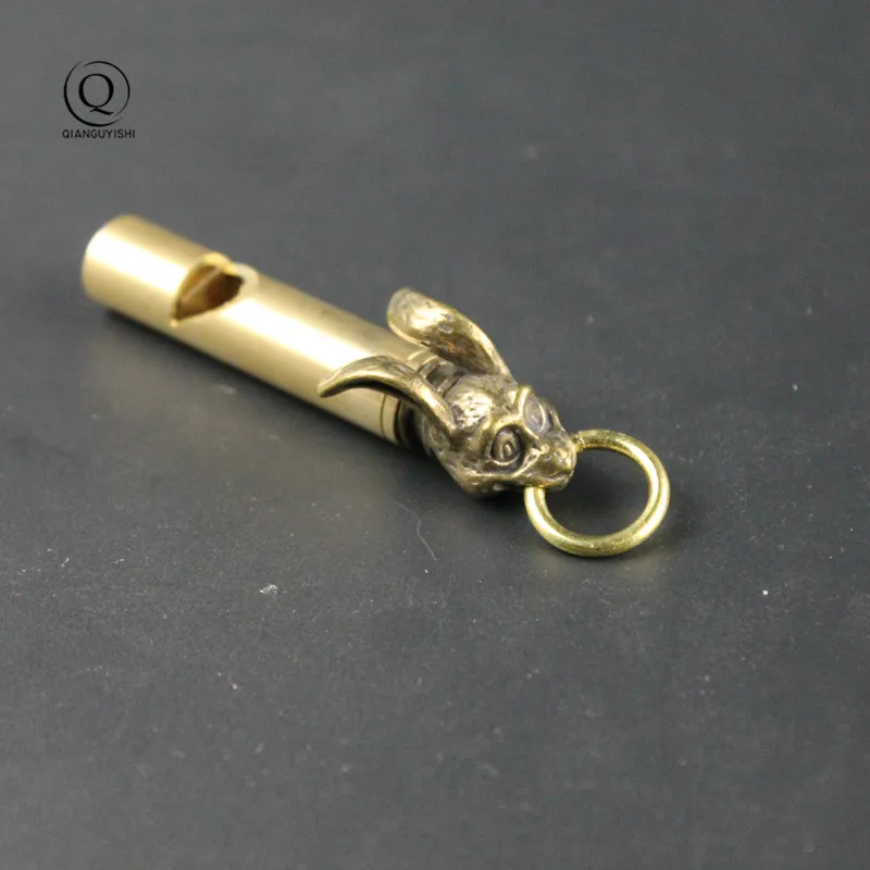 Pure Brass Outdoor Skull Whistle Keyring Hanging Jewelry Copper Training High Pitch Whistles Pendants Gifts Key Chain Ring DIY