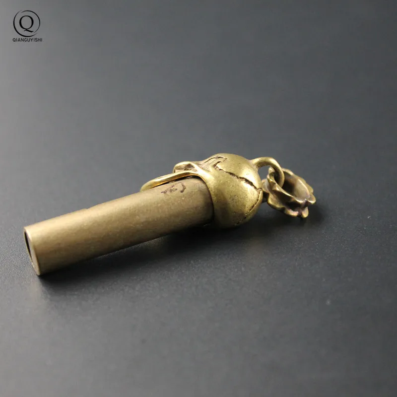 Pure Brass Outdoor Skull Whistle Keyring Hanging Jewelry Copper Training High Pitch Whistles Pendants Gifts Key Chain Ring DIY