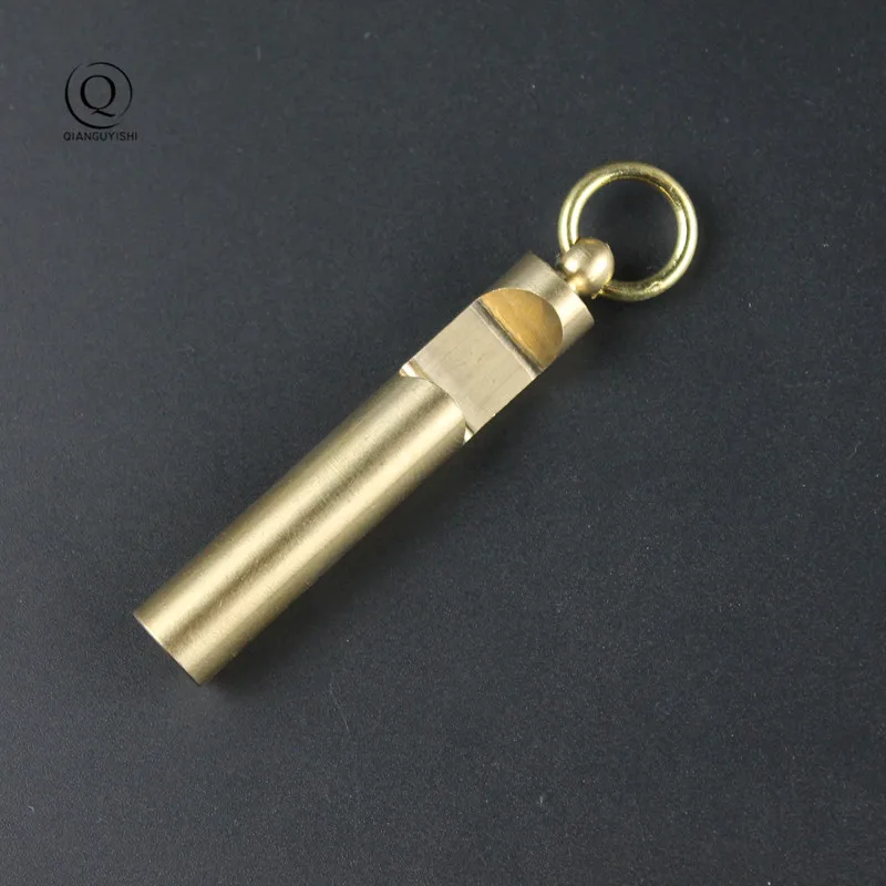 Pure Brass Outdoor Skull Whistle Keyring Hanging Jewelry Copper Training High Pitch Whistles Pendants Gifts Key Chain Ring DIY