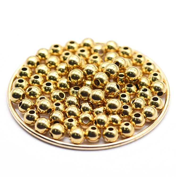 100pcs/lot Rose Gold Plated Stainless Steel Bead Metal Ball Big Hole Loose Spacer Beads for Jewelry Making Diy Beading Bracelets