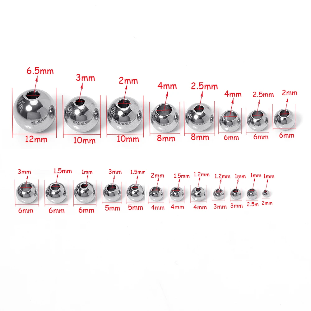 100pcs/lot Rose Gold Plated Stainless Steel Bead Metal Ball Big Hole Loose Spacer Beads for Jewelry Making Diy Beading Bracelets