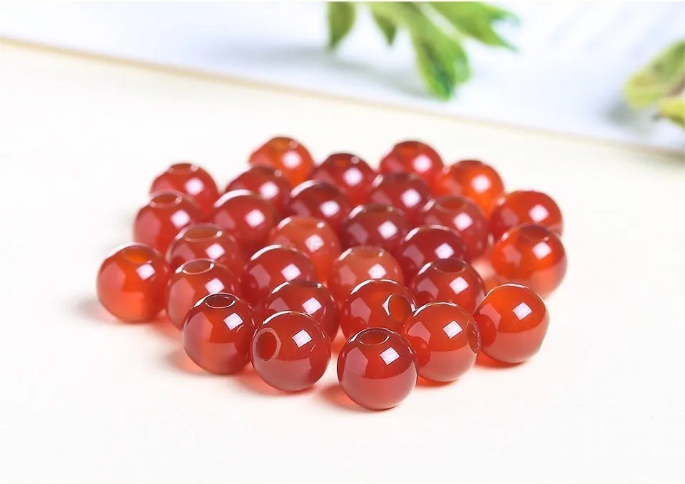 50pcs/Lot Natural Stone Big Hole Beads High Quality Amethyst Agate Jade Round Bead For For Jewelry Making Diy Bracelet Accessory