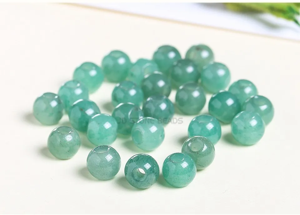 50pcs/Lot Natural Stone Big Hole Beads High Quality Amethyst Agate Jade Round Bead For For Jewelry Making Diy Bracelet Accessory