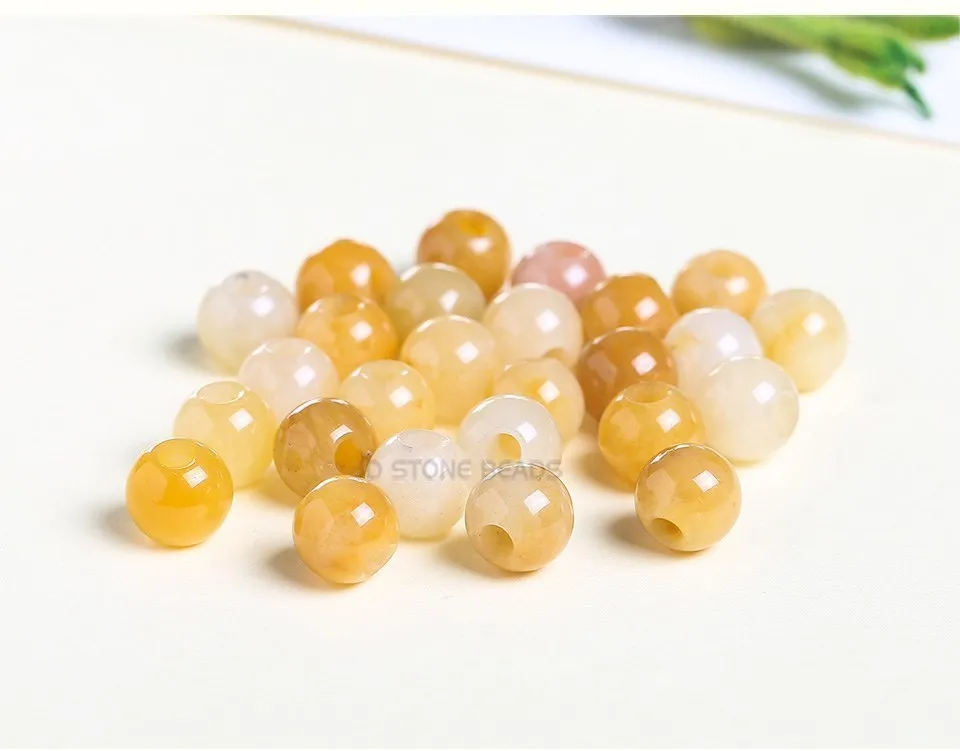 50pcs/Lot Natural Stone Big Hole Beads High Quality Amethyst Agate Jade Round Bead For For Jewelry Making Diy Bracelet Accessory