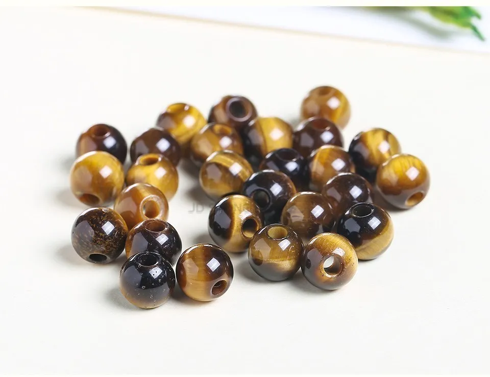 50pcs/Lot Natural Stone Big Hole Beads High Quality Amethyst Agate Jade Round Bead For For Jewelry Making Diy Bracelet Accessory