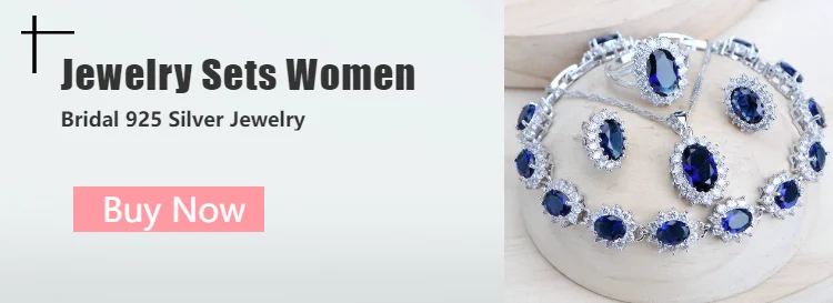 Trendy Women Bridal Jewelry Sets For 925 Sterling Silver Blue Cubic Zirconia Wedding Earrings Rings Bracelets Pendant Necklace