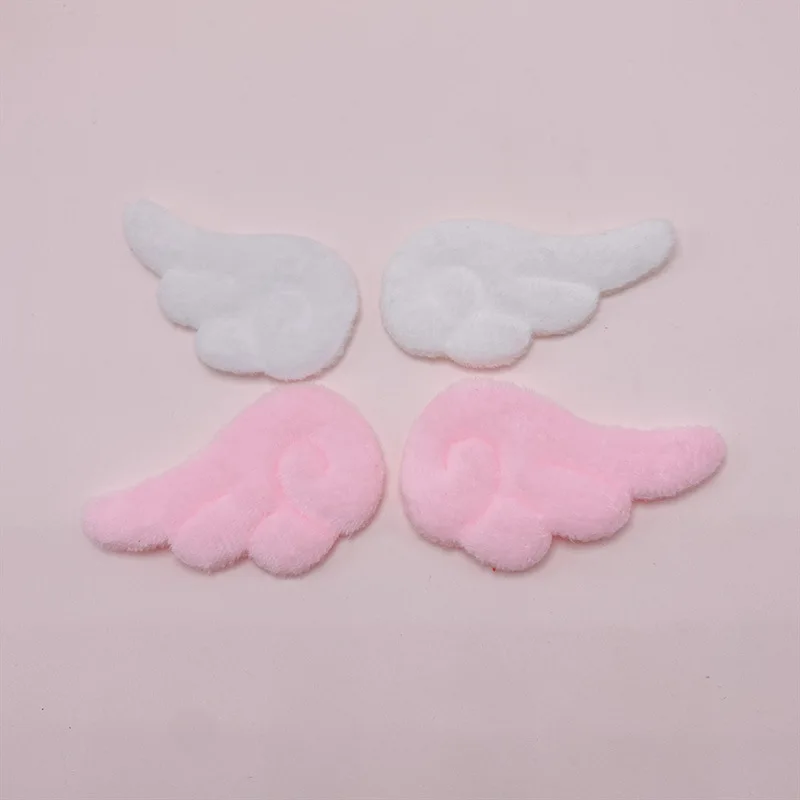 7*4Cm 40Pcs/Lot Plush Felt Angel Wing Padded Appliques For DIY Children Hair Clip  And Sock Hat Accessories
