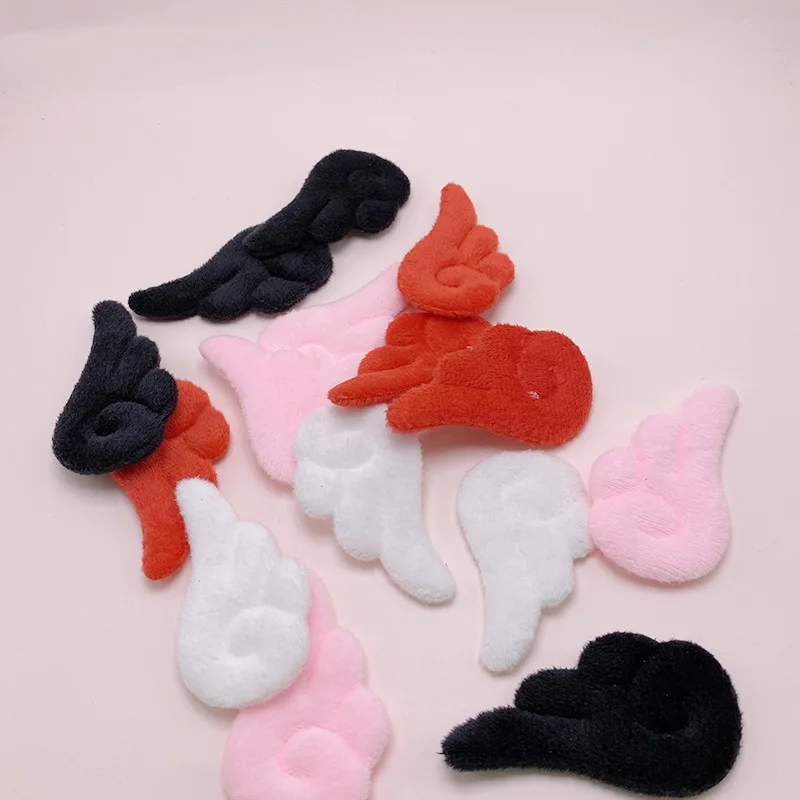 7*4Cm 40Pcs/Lot Plush Felt Angel Wing Padded Appliques For DIY Children Hair Clip  And Sock Hat Accessories
