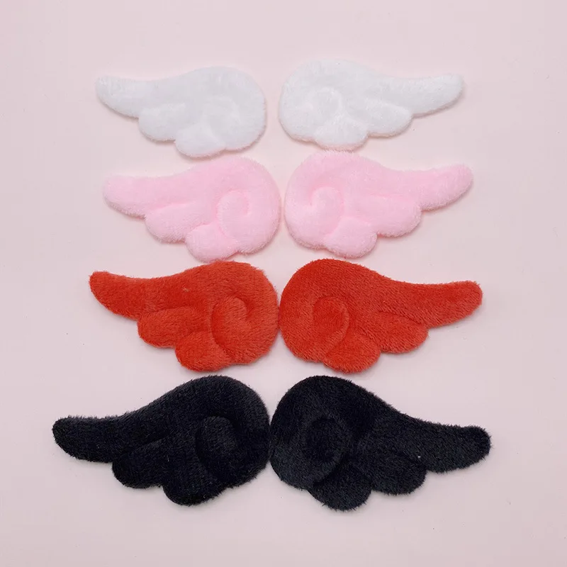 7*4Cm 40Pcs/Lot Plush Felt Angel Wing Padded Appliques For DIY Children Hair Clip  And Sock Hat Accessories