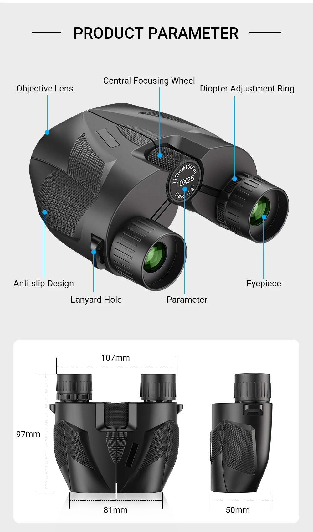 APEXEL Professional Binoculars 10X25 With BAK4 Prism High Powered Zoom Binocular Portable Hunting Telescope For Sports Travel