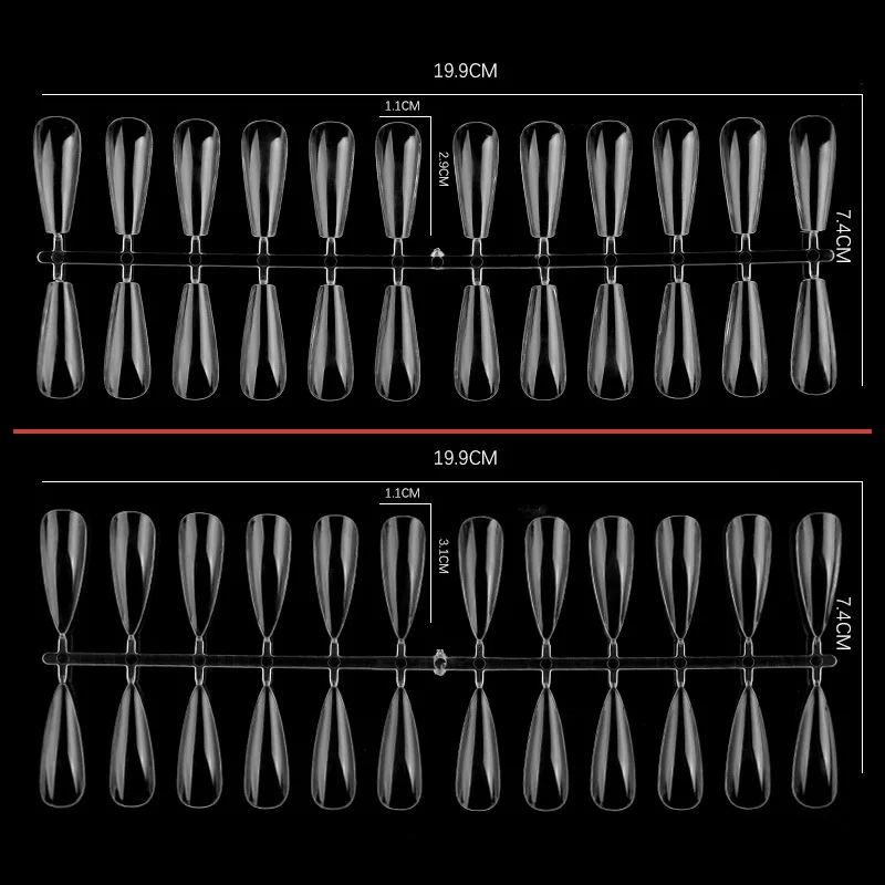 240PCS Nail Display Tips, Clear Fake Acrylic Nail Tips for Practice Foldable Flat-Back Pointed False Nail Art Display,Y7676-6778