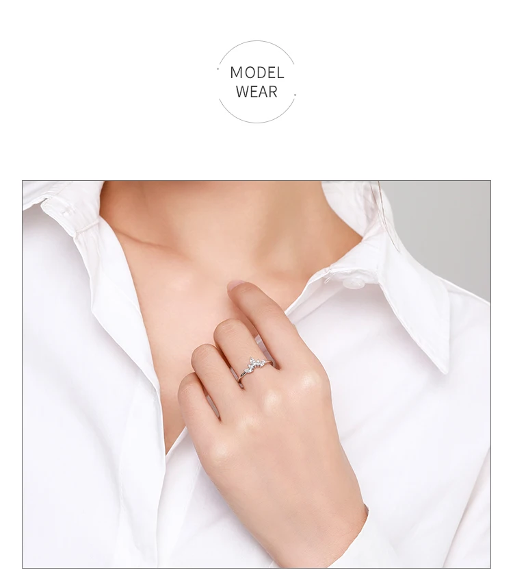Ailmay Fashion 925 Sterling Silver Simple crown Finger Ring Elegant Clear Zircon Rings For Women Girls Party Accessories Jewelry