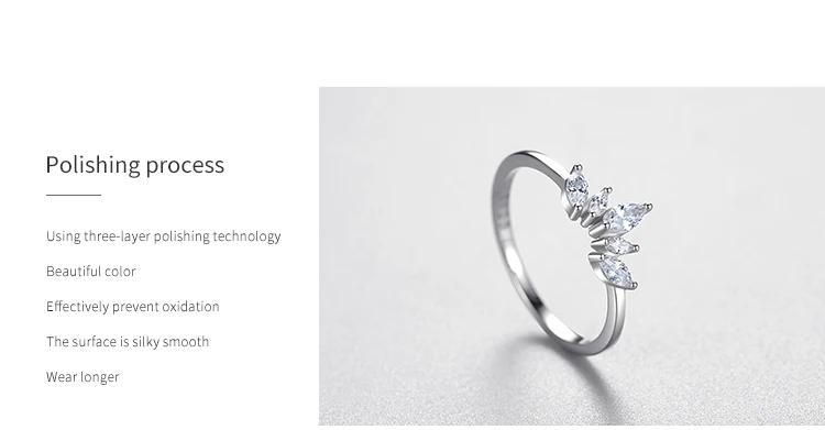 Ailmay Fashion 925 Sterling Silver Simple crown Finger Ring Elegant Clear Zircon Rings For Women Girls Party Accessories Jewelry