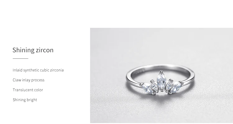 Ailmay Fashion 925 Sterling Silver Simple crown Finger Ring Elegant Clear Zircon Rings For Women Girls Party Accessories Jewelry