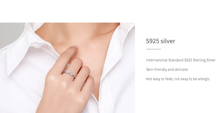 Ailmay Fashion 925 Sterling Silver Simple crown Finger Ring Elegant Clear Zircon Rings For Women Girls Party Accessories Jewelry